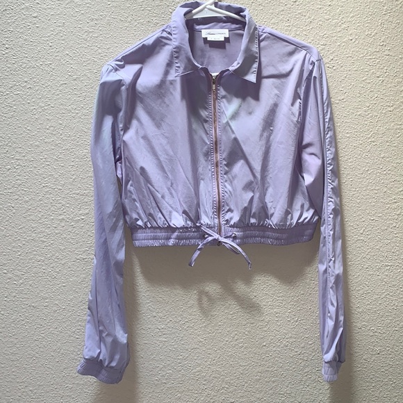 Lovers & Friends Lavender Crop zip-up Retro Windbreaker lightweight crop jacket - Picture 5 of 17